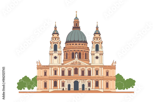 Historic Architecture of isolated illustration
