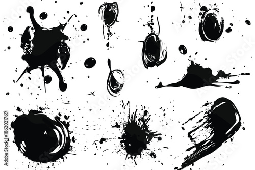 Ink Blots and Spill Shapes Collection isolated illustration