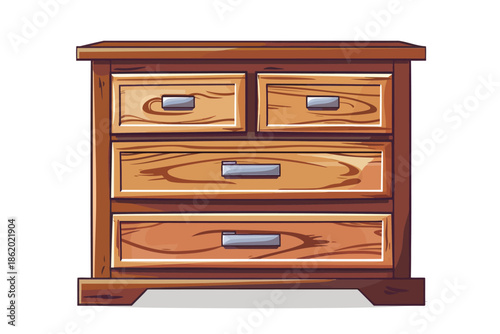 Vintage wooden file cabinet isolated illustration