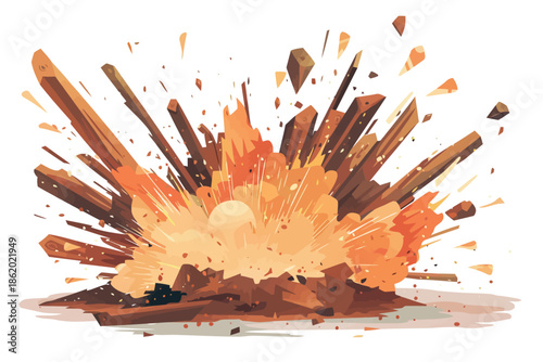 wood explosion isolated illustration