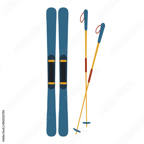 Blue skis and poles representing winter sport equipment
