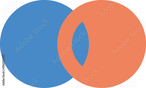 Modern Minimalist Vector Graphic Design Element Featuring Overlapping Orange and Blue Circles with Simple Shapes