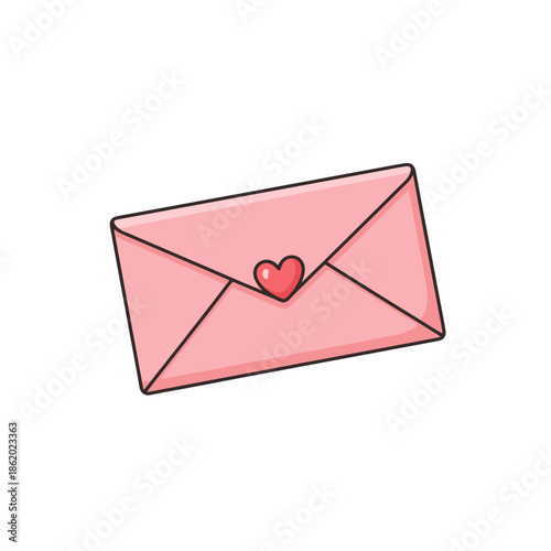 Pink Envelope with Heart Seal - Love Letter, Valentine's Day, Romantic Message