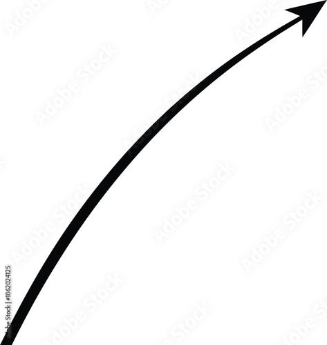 Single black arrow pointing upwards on transparent background