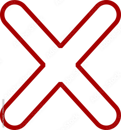 Red X Mark Icon - Simple Outline for Error, Close, and Cancellation Symbols