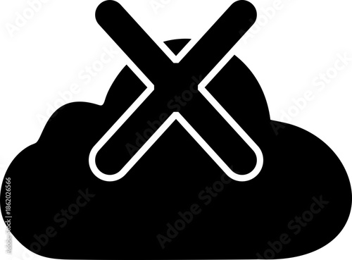 Cloud Error Icon - Minimalist Symbol of Service Unavailability, Data Access Failure, and Connectivity Issue for UI Design