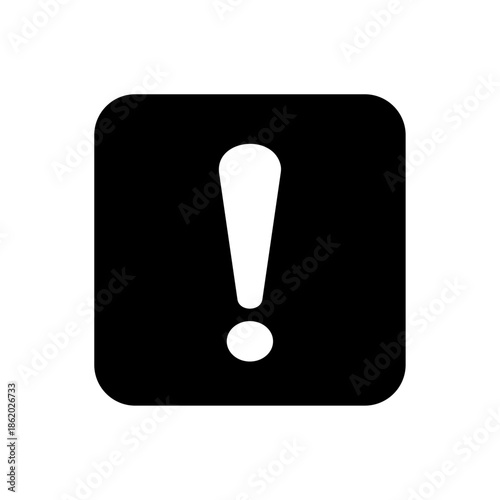 感嘆符が中央に配置された黒い四角形の警告アイコン