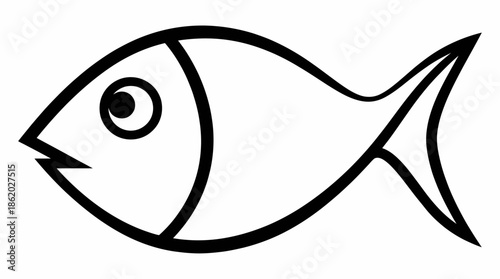 Fish Outline Icon Vector – Minimal Black and White Marine Symbol for Aquatic Life, Seafood, Nature, Education, Signage, and Graphic Design Projects