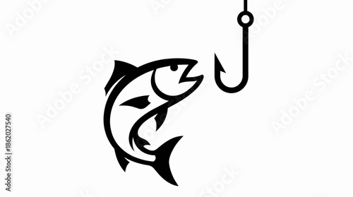 Fish Outline Icon Vector – Minimal Black and White Marine Symbol for Aquatic Life, Seafood, Nature, Education, Signage, and Graphic Design Projects