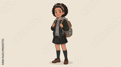 Vector School Student Illustration – Cartoon Portrait of Smiling Youth with Backpack for Educational, Lifestyle, and Youth-Focused Design Themes