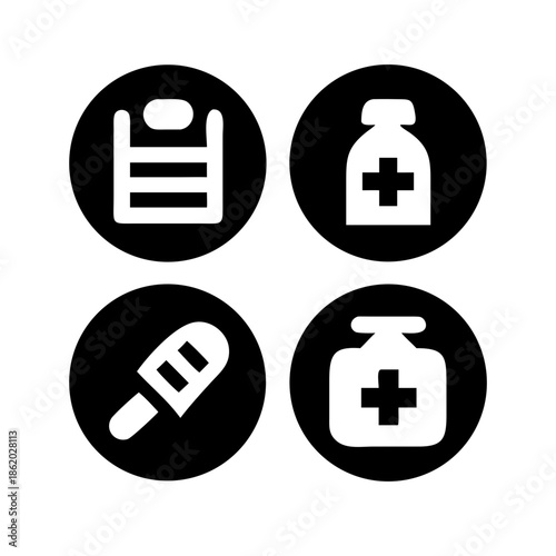 healthcare icon set collection in dual tone style. an icon pack contain health, care, doctor, nurse, hospital, clinic, medicine, pill, report, vaccine 