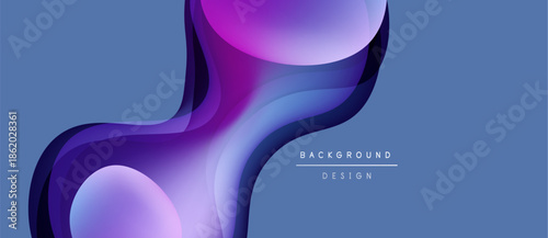 Abstract fluid shapes, purple hues dominate. Modern design, smooth gradients create dynamic visual flow. Background suggests elegance, simplicity.