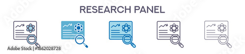 Research Panel Element For Design Graphic - Multi Styles. Vector Illustration Of Two Colored And Black. Multiple Icons Designs Can Be Used For Mobile, Ui, Web 