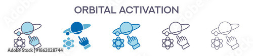 Orbital Activation Element For Design Graphic - Multi Styles. Vector Illustration Of Two Colored And Black. Multiple Icons Designs Can Be Used For Mobile, Ui, Web 