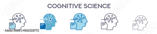 Cognitive Science Element For Design Graphic - Multi Styles. Vector Illustration Of Two Colored And Black. Multiple Icons Designs Can Be Used For Mobile, Ui, Web 