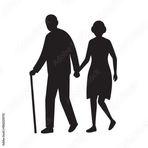 Caregiver Hand Supporting Elderly Person Silhouette