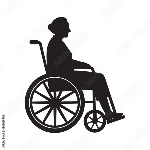 Elderly Woman Using Wheelchair With Care