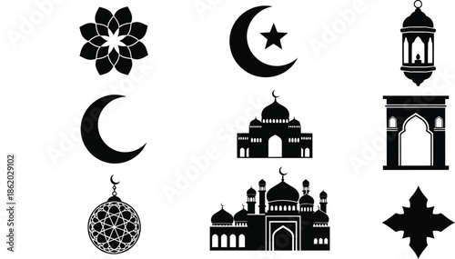 Islamic architecture and symbolism clip art