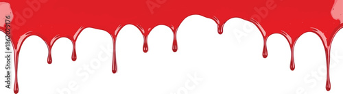 Abstract red and white art with dripping effect red blood drop
