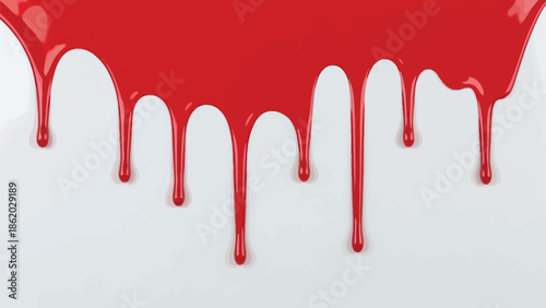 Abstract red and white art with dripping effect red blood drop