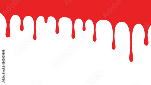 Abstract red and white art with dripping effect red blood drop