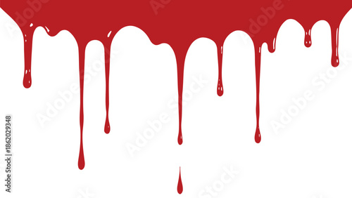 Abstract red and white art with dripping effect red blood drop