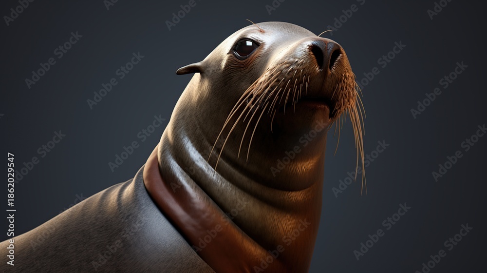Obraz premium Neatly Attired Seal in a Dark Studio, Conveying Surreal Corporate Dignity