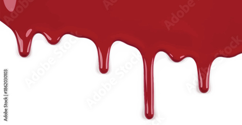 Abstract red and white art with dripping effect red blood drop