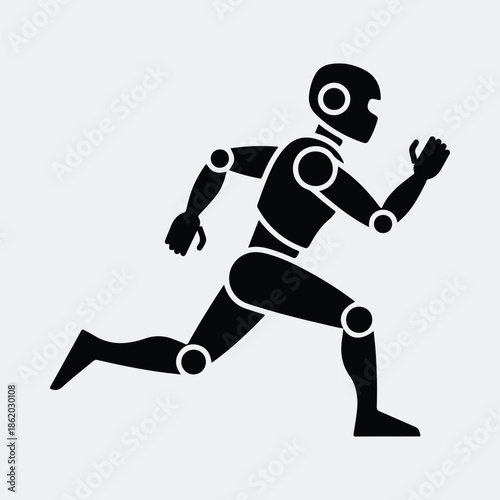 Silhouette running robot futuristic artificial intelligence concept modern simple vector illustration