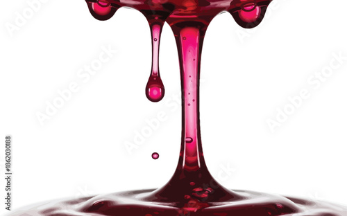 Abstract red and white art with dripping effect red blood drop