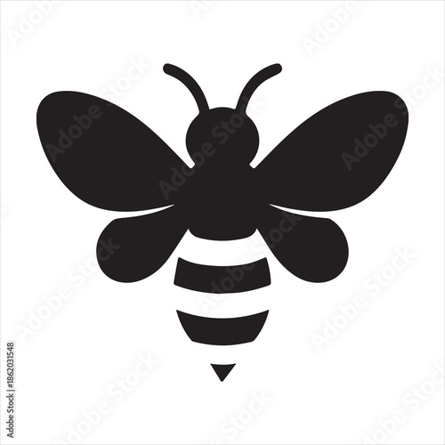 Silhouette bee icon flat animal insect nature design vector illustration