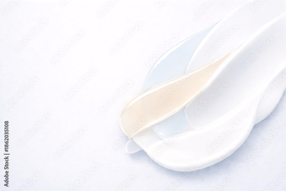 Fototapeta premium Translucent Milk, Latte Cream & Pale Blue Sheets Overlap, Banner Background