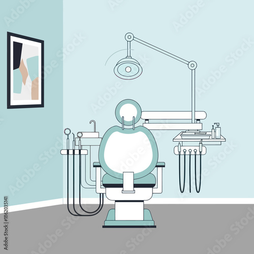 Dental Chair in Modern Dentist Office.