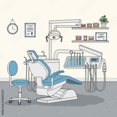 Dental Chair and Equipment in Clinic.