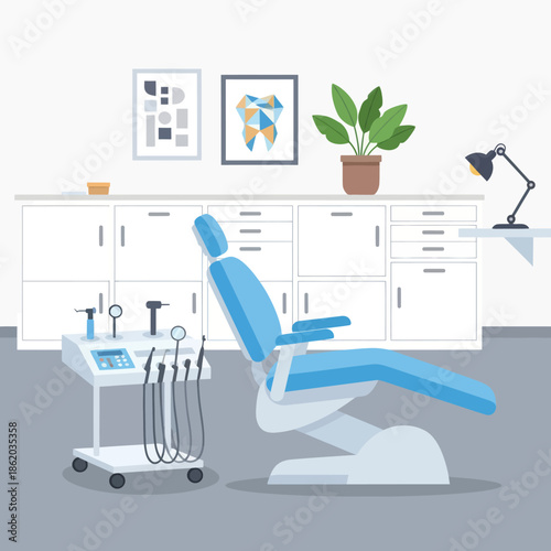Dental Chair with Equipment in Office.
