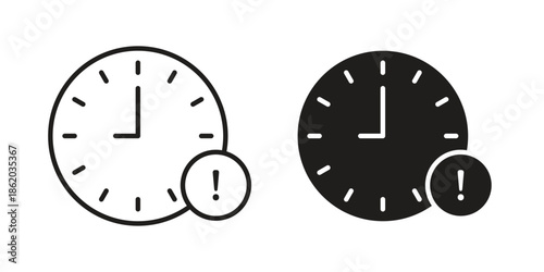 Alarm exclamation icons vector. Line and glyph design with editable stroke