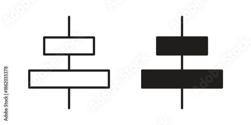 Align center icons vector. Line and glyph design with editable stroke