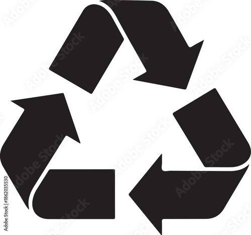 Universal recycling symbol isolated on white background