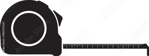 Black tape measure isolated on white background