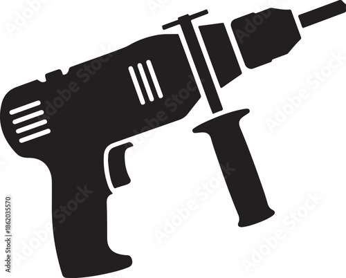 Black electric drill isolated on white background