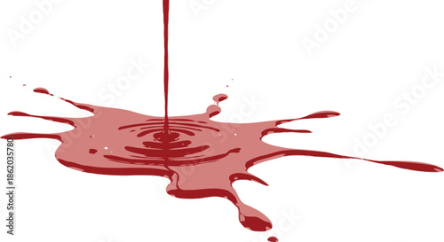 Red blood dripping effect on white background