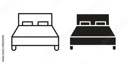 Bed icons vector. Line and glyph design with editable stroke