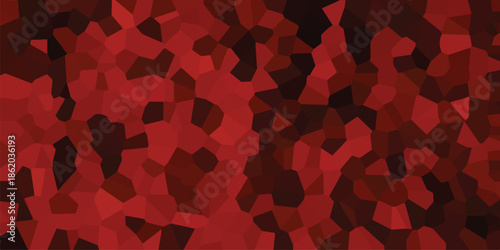 Vibrant abstract mosaic background composed of irregular red and dark red polygonal shapes creating a crystalline or stained-glass effect with energetic and bold visual appeal for design projects