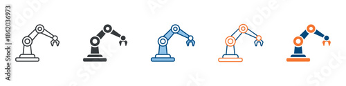 Robotic Arm Icon Set Multiple Style Collection 
