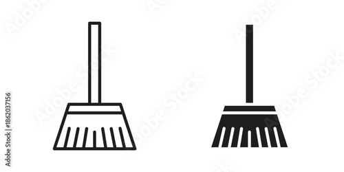 Broom icons vector. Line and glyph design with editable stroke