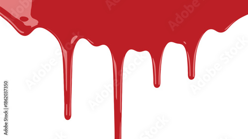 Red blood dripping effect on white background