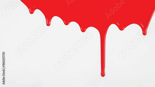 Red blood dripping effect on white background