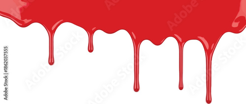 Red blood dripping effect on white background