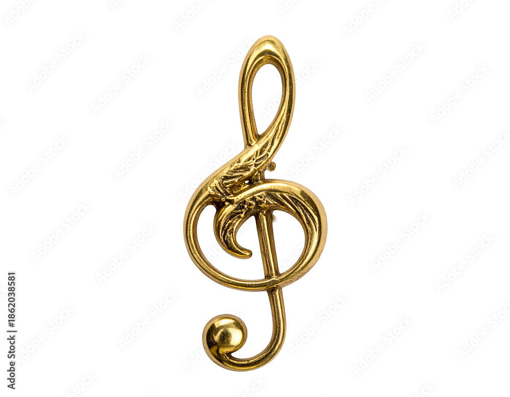 Obraz premium Ornate golden treble clef with swirling embellishments