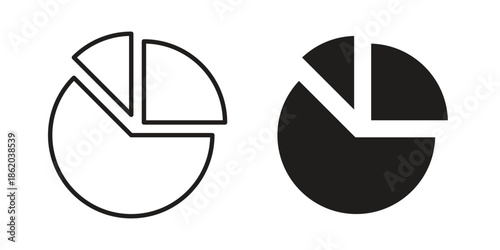 Chart pie icons vector. Line and glyph design with editable stroke